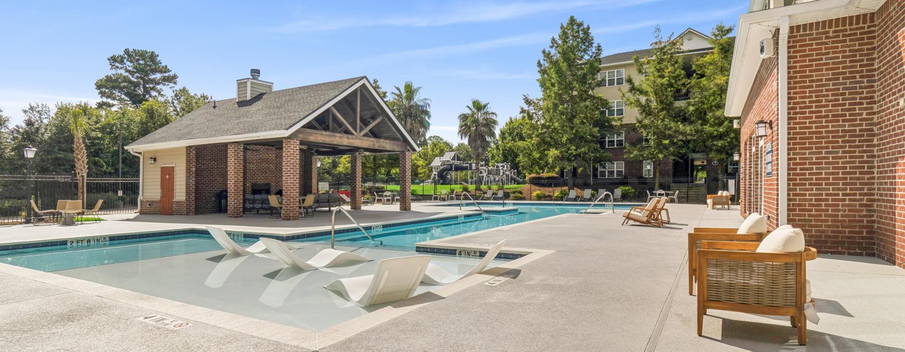 a swimming pool in a backyard