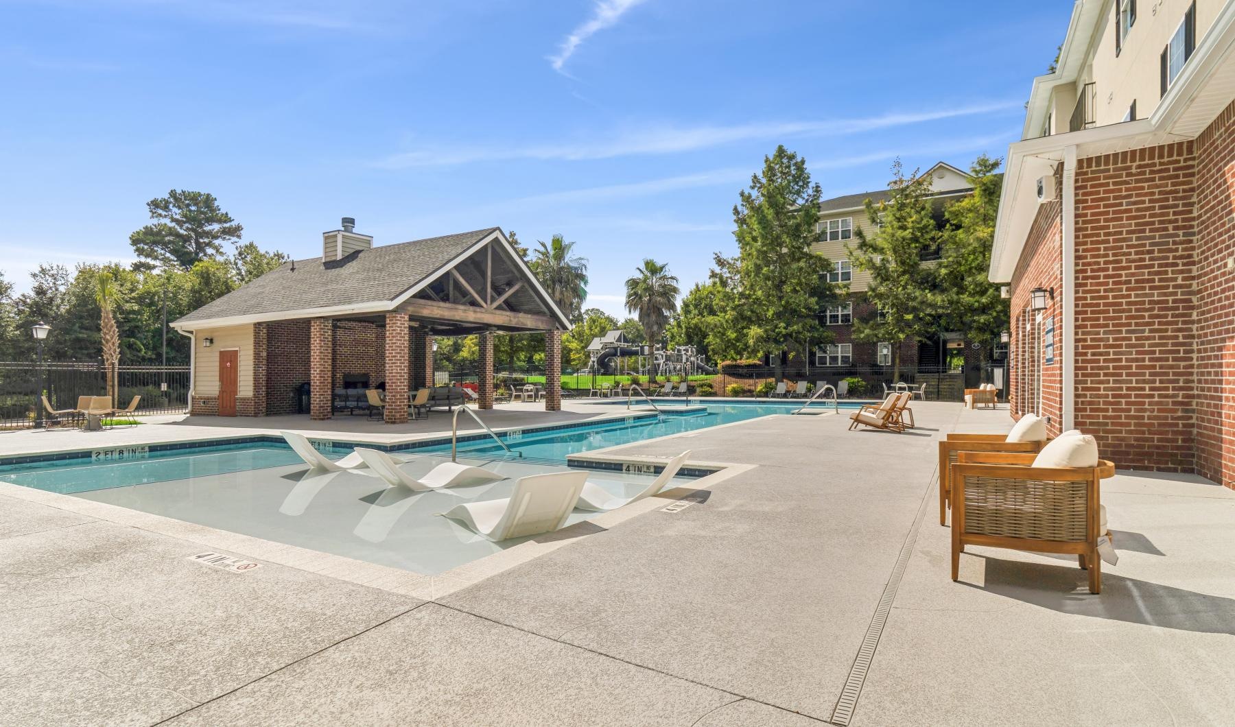 a swimming pool in a backyard